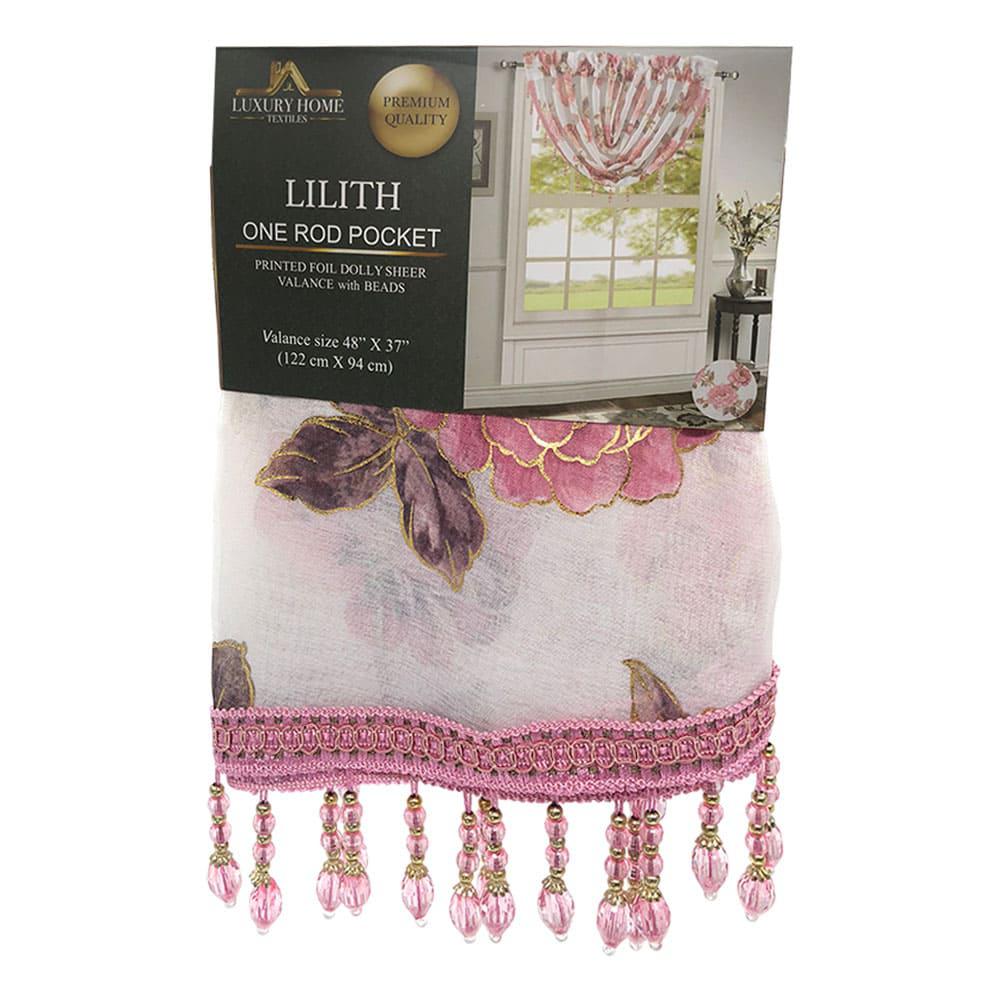 Cenefa Lilith Luxury Con Rod Pocket 48" x 37" - Rosa