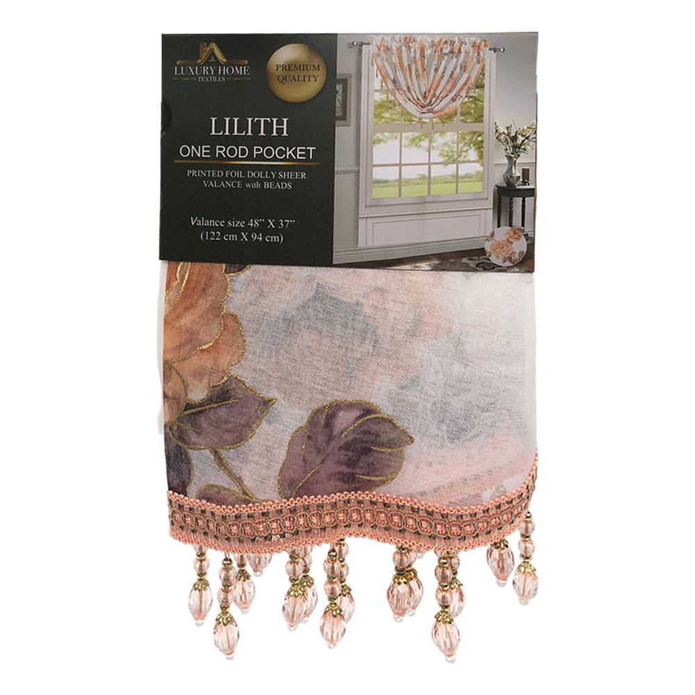 Cenefa Lilith Luxury Con Rod Pocket 48" x 37" - Naranja Claro