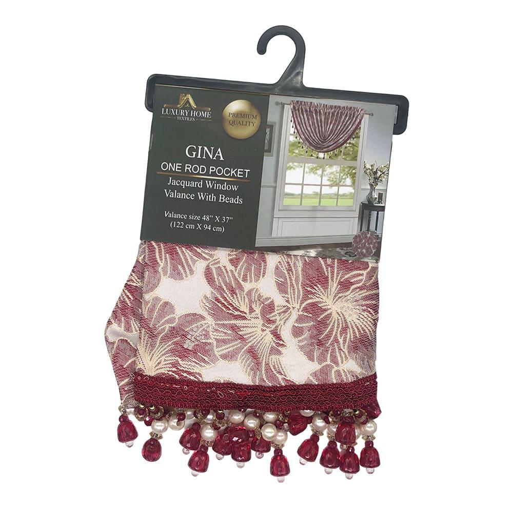 Cenefa Gina Luxury Con Rod Pocket 48" x 37" - Rojo Oscuro