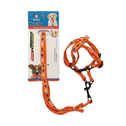 Pechera y Correa Para Perro Maxcotas Naranja