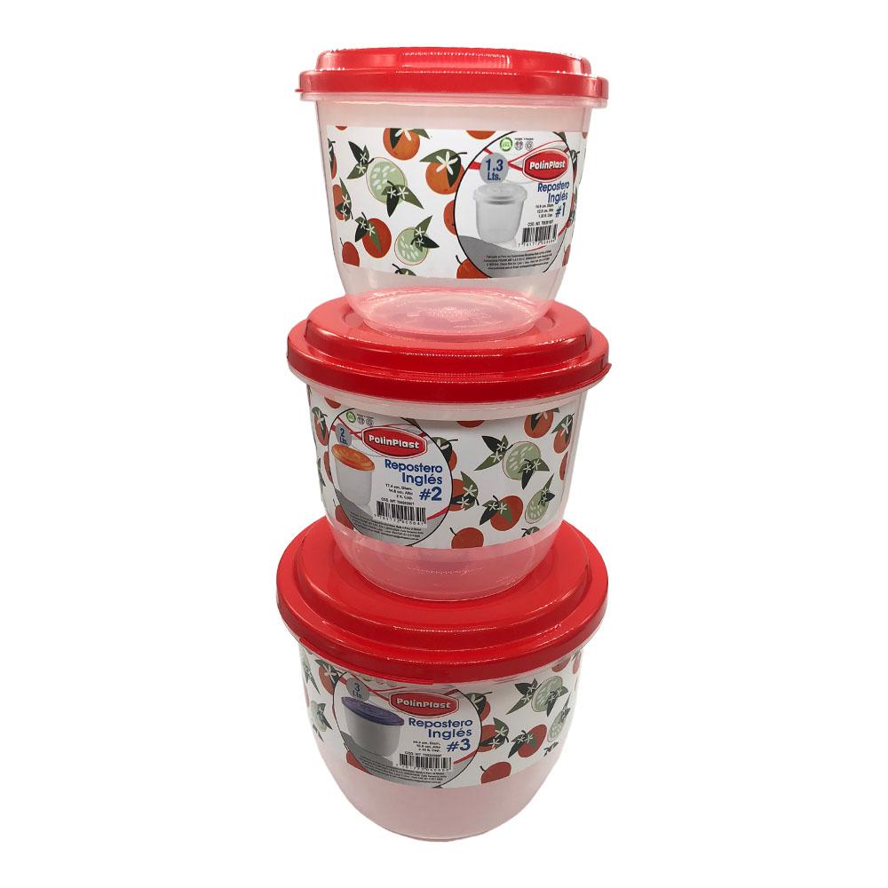 Envase Transparente Polinplast Con Tapa 3 Piezas - Surtido