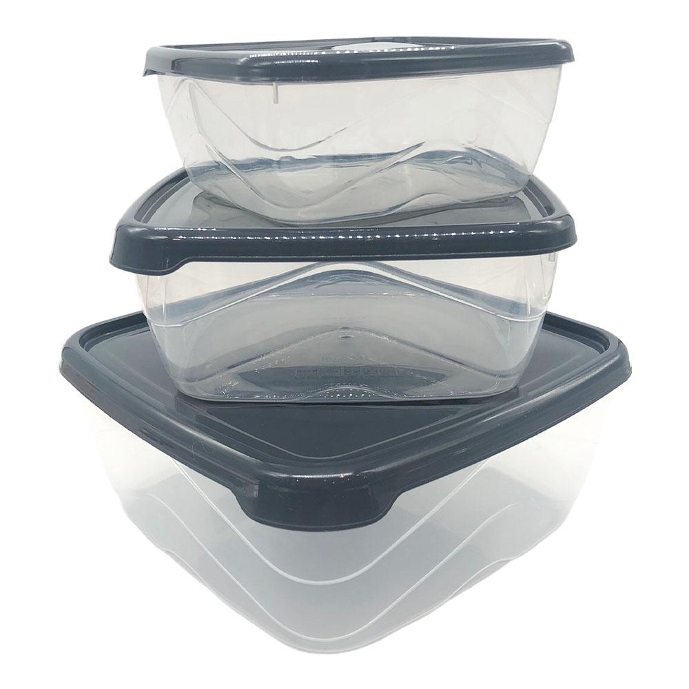 Envase Plástico Beehome Cuadrado 3 Piezas