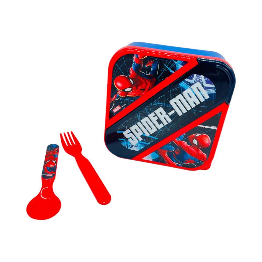 Envase Plástico Spiderman Para Sandwich Con Cubierto