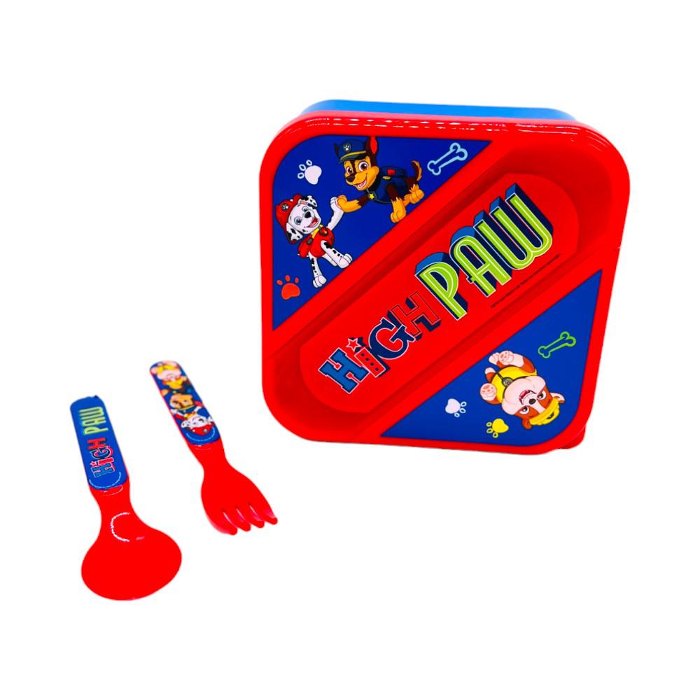 Envase Plástico Paw Patrol Para Sandwich Con Cubierto