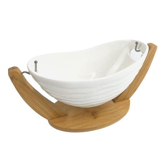 Bowl de Cerámica Home Elegance 9" x 3" Con Base Mdf