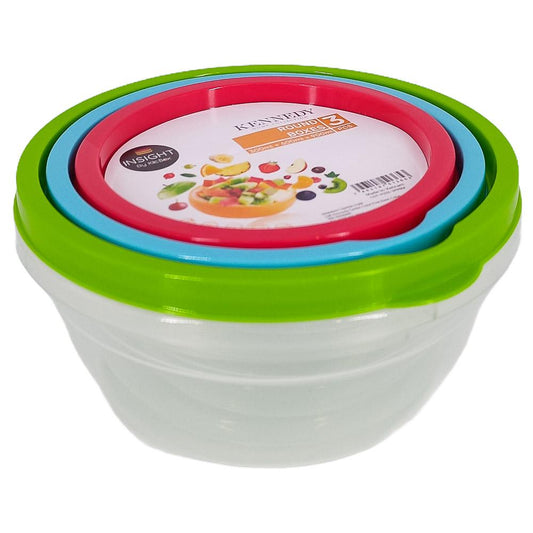 Juego de Envase Redondo de Plástico Con Tapa Kennedy 3 Piezas