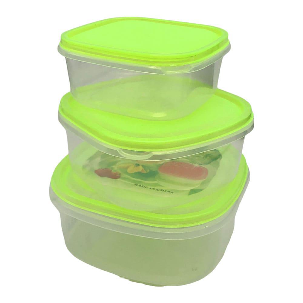 Envase Plástico Homestar Cuadrado Con Tapa 3 Piezas - Surtido