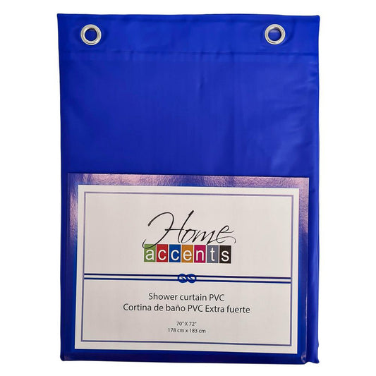 Cortina Para Baño Home Accents Con Aros 70" x 72" - Azul