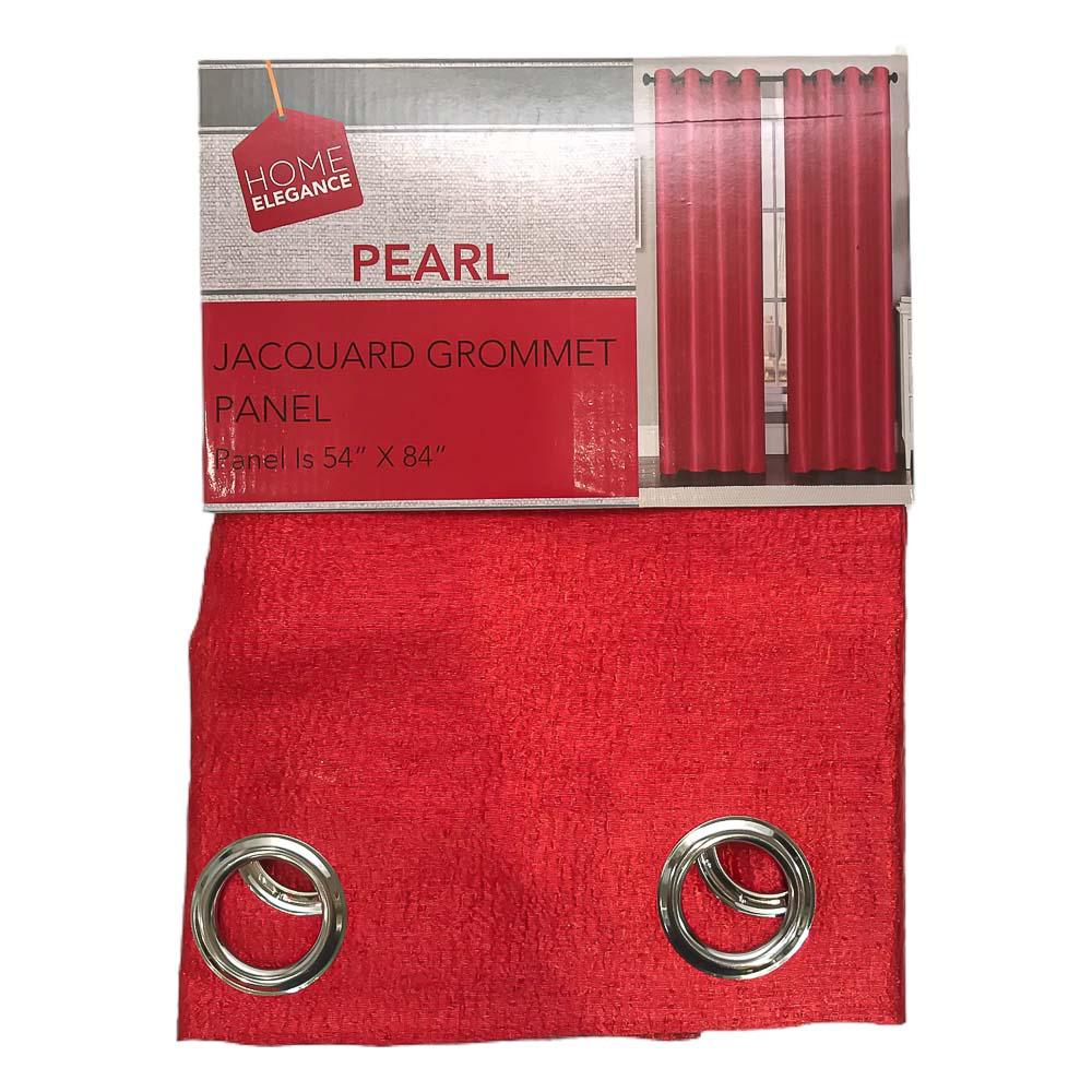 Cortina Home Elegance Pearl Jacquard Con Aros 54" x 84" - Rojo