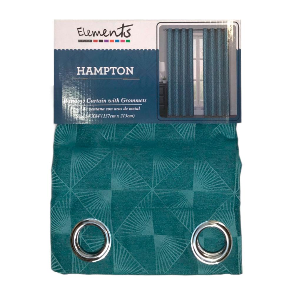 Cortina Elements Furniture Hampton Con Aros de 54" x 84" - Aguamarina Oscuro