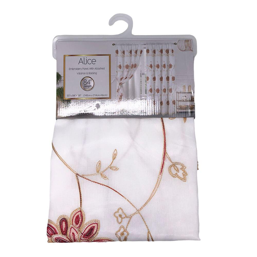 Cortina Sally Textile Alice Con Rod Pocket 55" x 84" - Rojo Oscuro