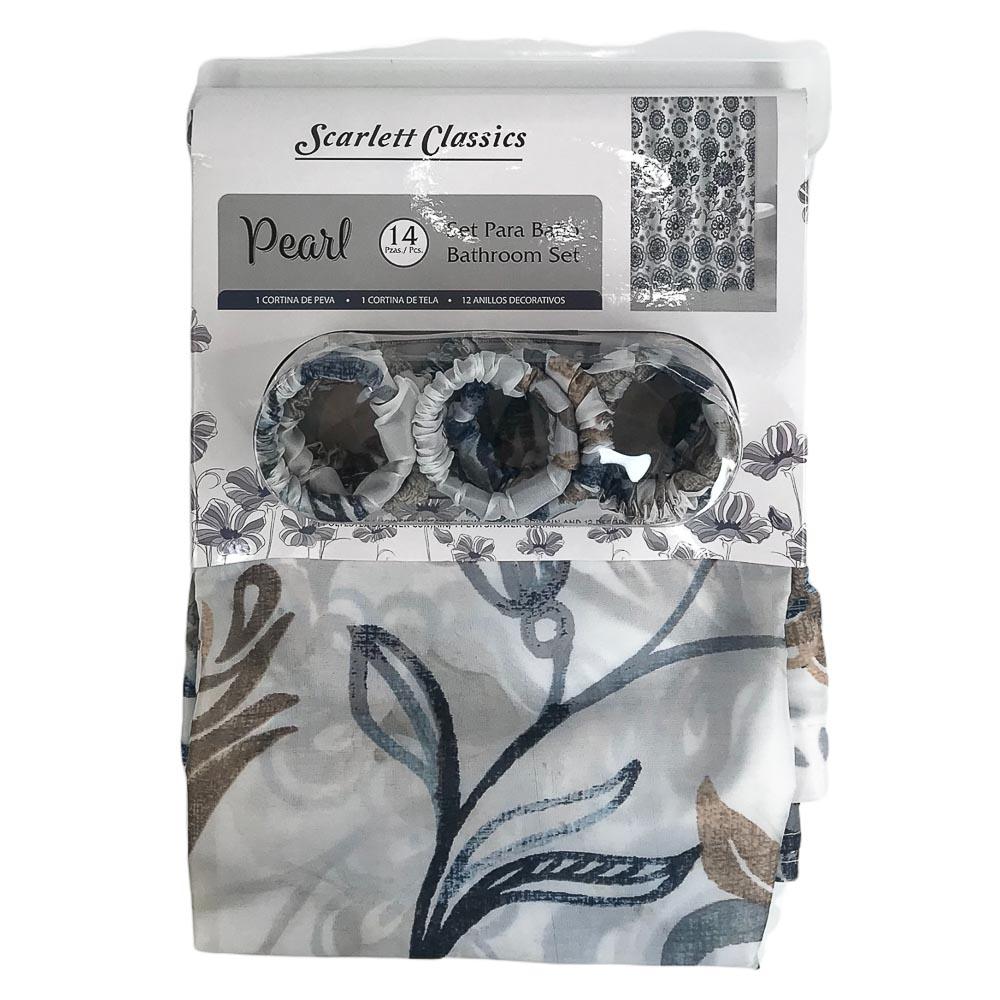 Cortina Para Baño Scarlett Classic Pearl 71" x 71" 14 Piezas - Surtido