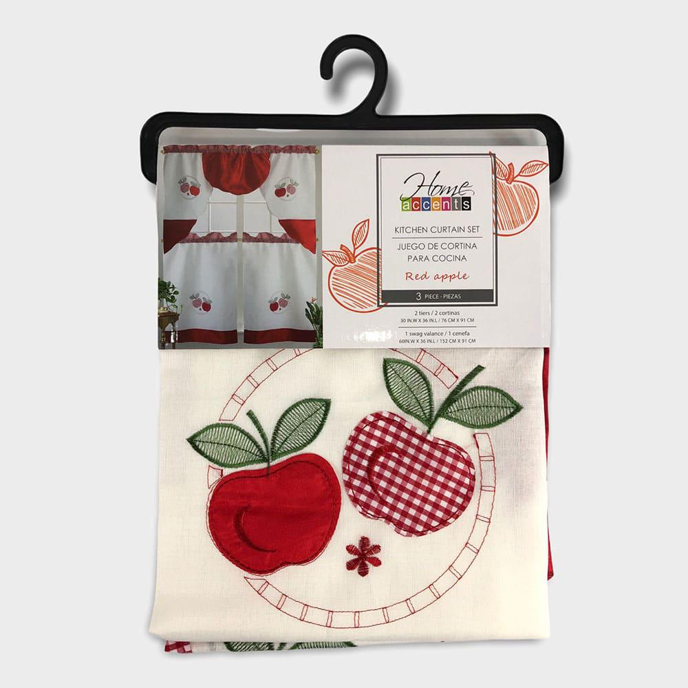 Juego de Cortina Para Cocina Home Accents Red Apple de 3 Piezas