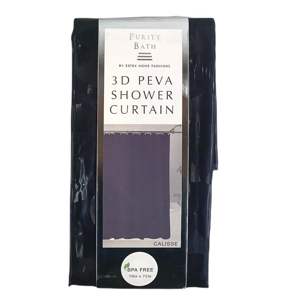 Cortina Para Baño 3D Estex Purity Bath Peva de 70" x 72" - Negro
