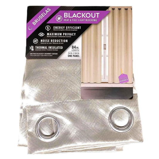 Cortina Ivory Home Elegance Blackout Con Aros 54'' x 84'' - Trigo