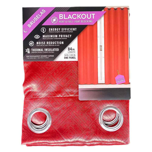 Cortina Ivory Home Elegance Blackout Con Aros 54'' x 84'' - Rojo
