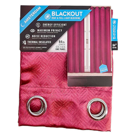 Cortina Amsterdam Home Elegance Con Aros 54'' x 84'' - Rojo Oscuro