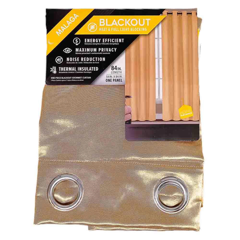 Cortina Malaga Home Elegance Con Aros 54'' x 84'' - Dorado Oscuro