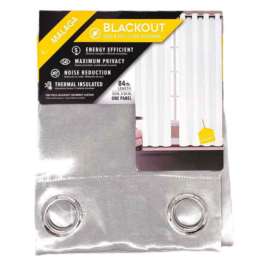 Cortina Malaga Home Elegance Con Aros 54'' x 84'' - Gris Claro