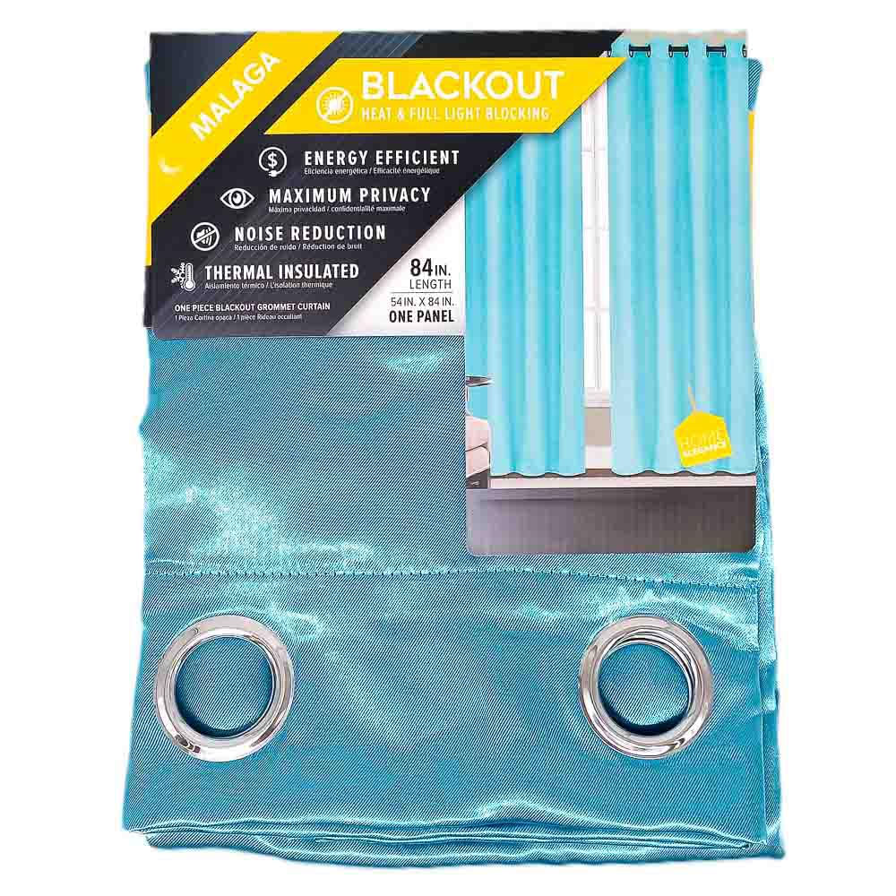 Cortina Malaga Home Elegance Con Aros 54'' x 84'' - Aguamarina Oscuro