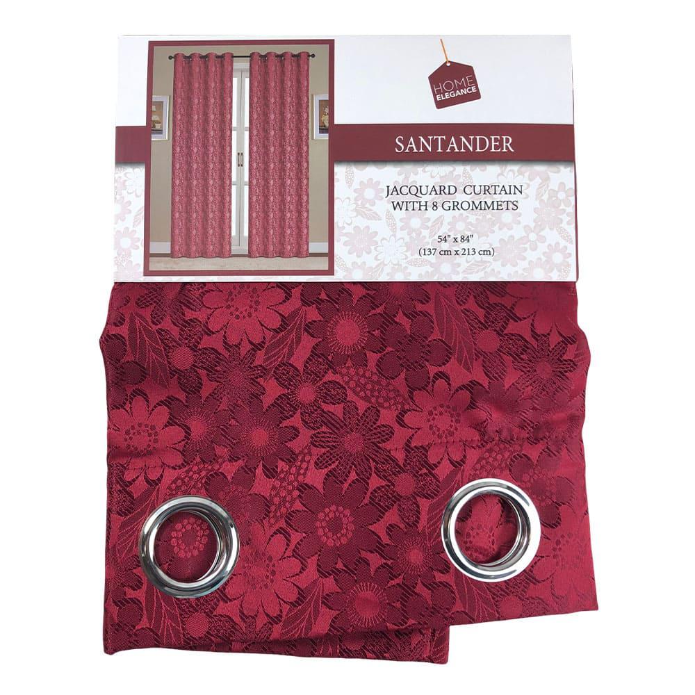 Cortina Home Elegance Santander Con Aros 54" x 84" - Rojo Oscuro