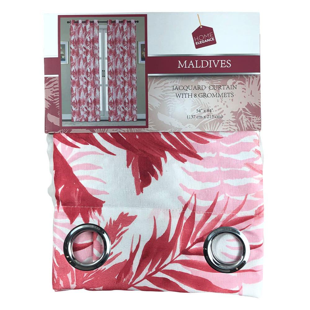 Cortina Home Elegance Maldives Con Aros 54" x 84" - Rojo