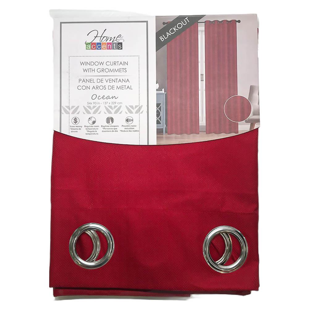 Cortina Home Accents Ocean Blackout Con Aros 54" x 90" - Rojo Oscuro