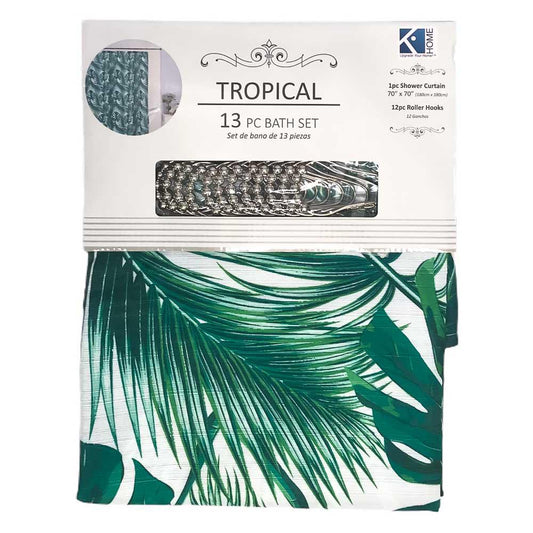 Cortina de Baño Kashi Home Tropical 13 Piezas 70" x 70"
