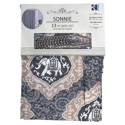 Cortina de Baño Kashi Home Sonnie 13 Piezas 70" x 70"