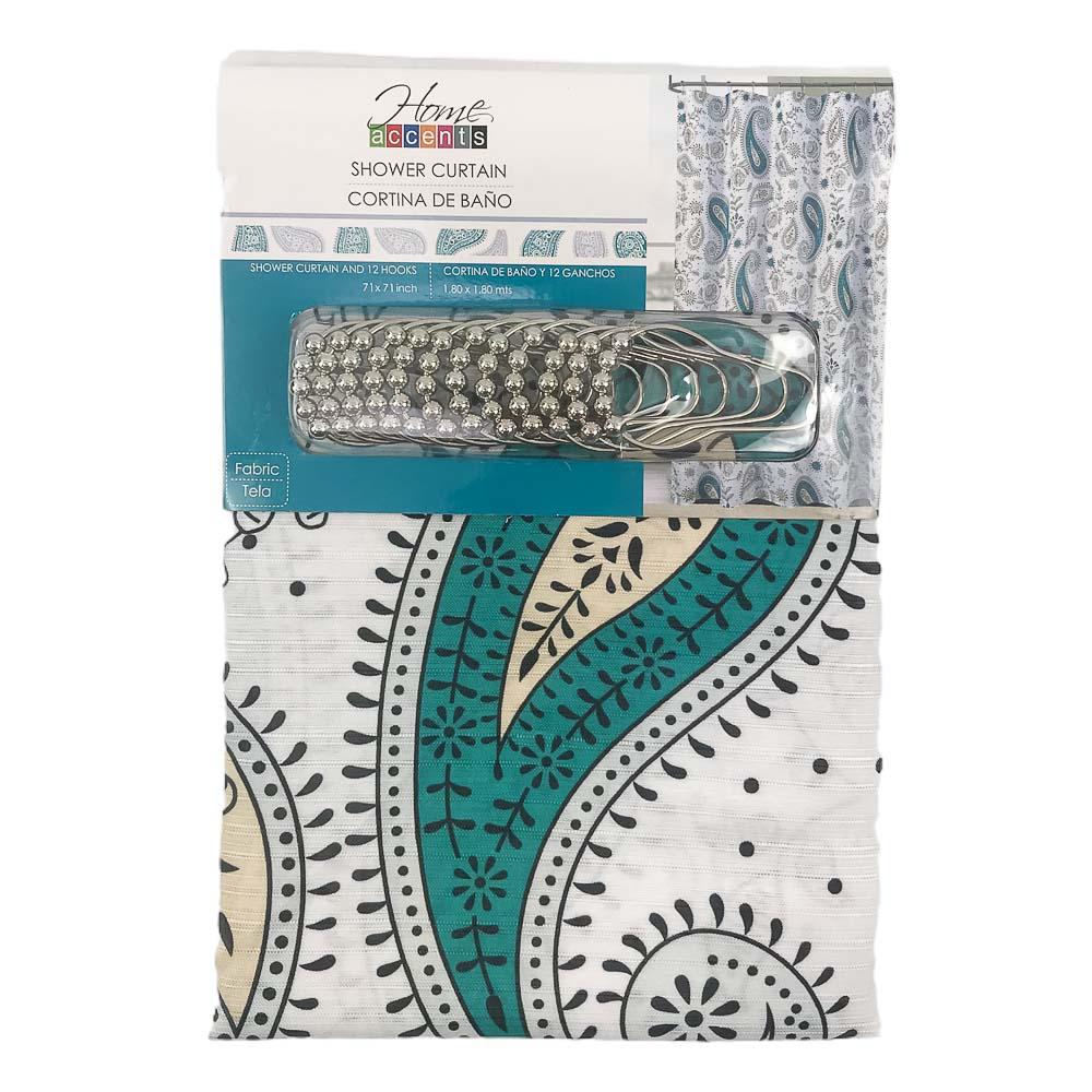 Cortina de Baño Home Accents Tela Estampada 71" x 71"