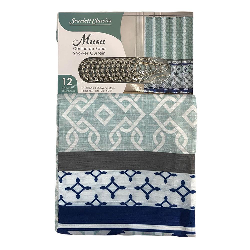 Cortina Para Baño Con Gancho Sacarlett Classics 70'' x 72''