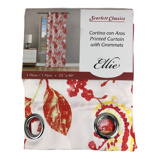 Cortina Scarlett Classics Ellie Con Aros Estampada 55" x 90" - Rojo