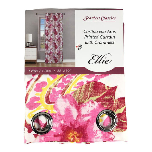 Cortina Scarlett Classics Ellie Con Aros Estampada 55" x 90" - Rosa