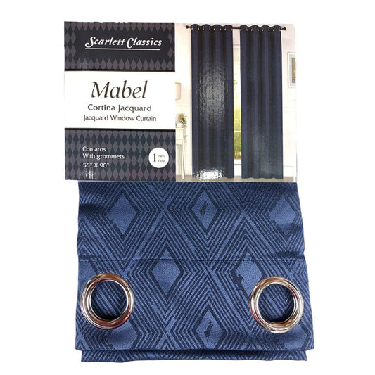 Cortina Scarlett Classic Mabel Con Aros 55" x 90" - Azul Marino
