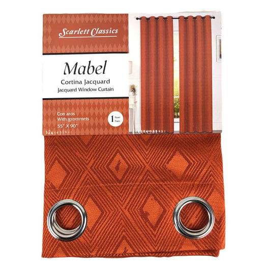 Cortina Scarlett Classic Mabel Con Aros 55" x 90" - Naranja