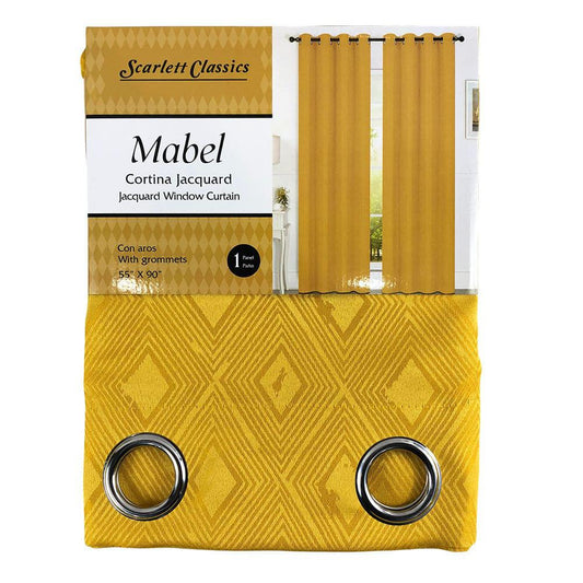 Cortina Scarlett Classic Mabel Con Aros 55" x 90" - Mostaza