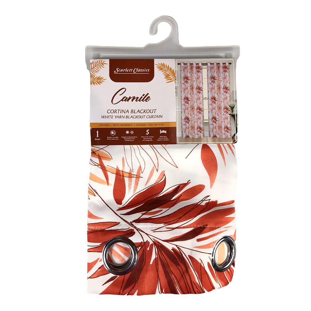 Cortina Scarlett Camile Blackout Con Aros de 60" x 90" - Coral Oscuro