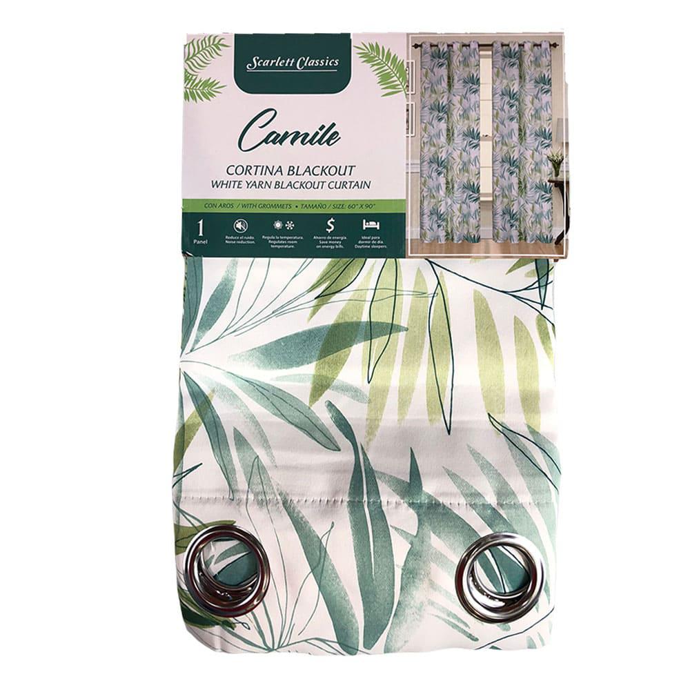 Cortina Scarlett Camile Blackout Con Aros de 60" x 90" - Verde Claro