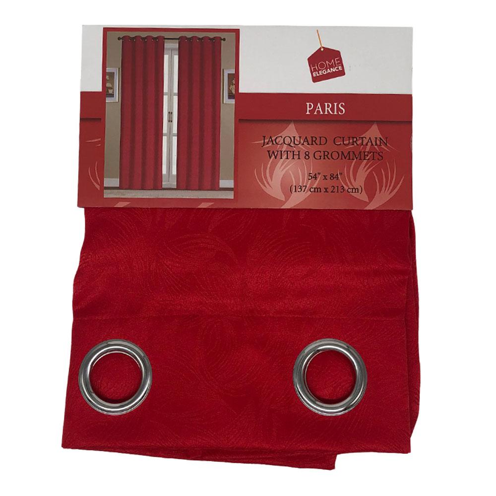 Cortina Home Elegance Paris Con Aros 54" x 84" - Rojo