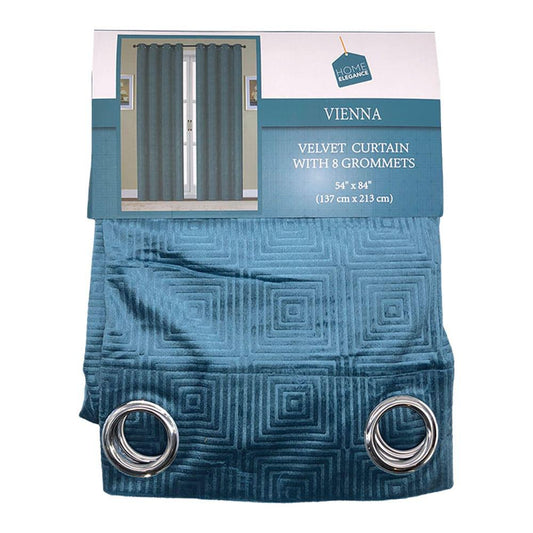 Cortina Home Elegance Vienna Con Aros 54" x 84" - Aguamarina Oscuro