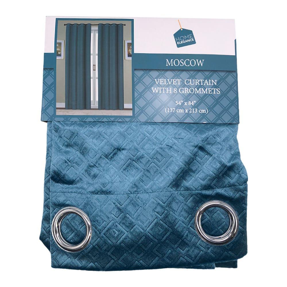 Cortina Home Elegance Moscow Con Aros 54" x 84" - Aguamarina Oscuro