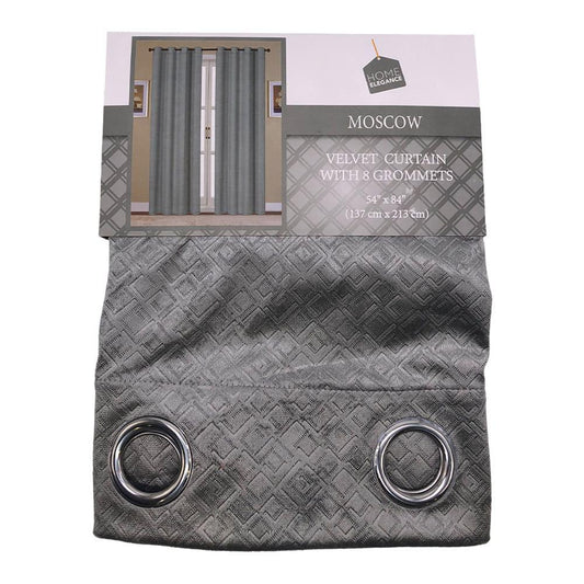 Cortina Home Elegance Moscow Con Aros 54" x 84" - Gris Claro