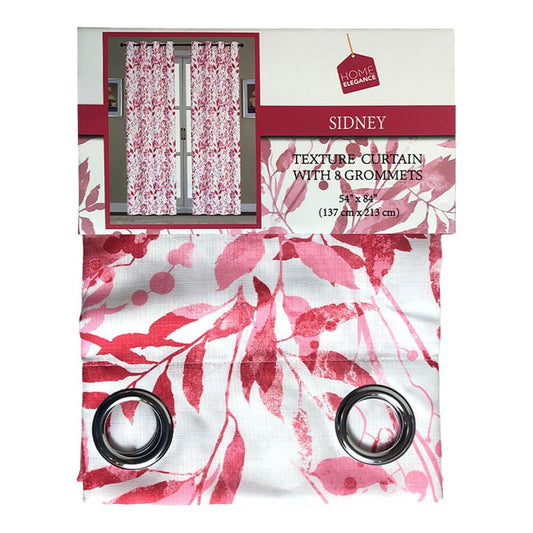 Cortina Home Elegance Sidney Estampada Con Aros 54" x 90" - Rojo