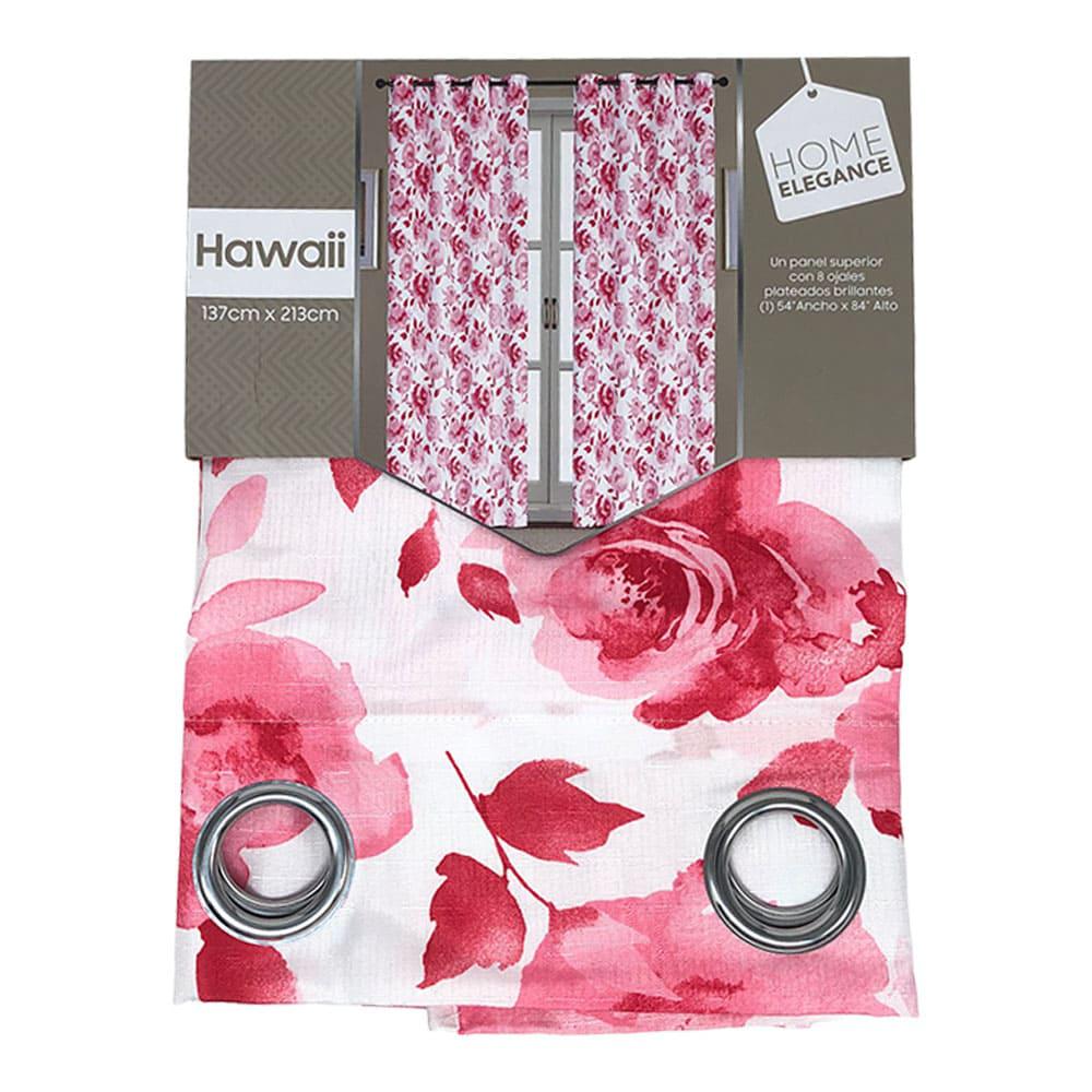 Cortina Home Elegance Hawaii Con Aros 54" x 84" - Rojo