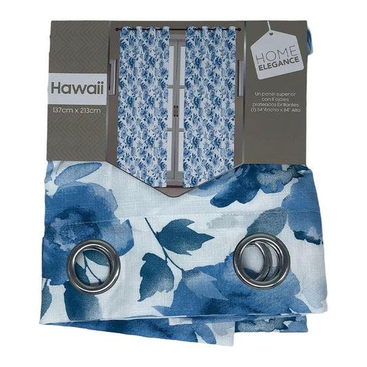 Cortina Home Elegance Hawaii Con Aros 54" x 84" - Azul