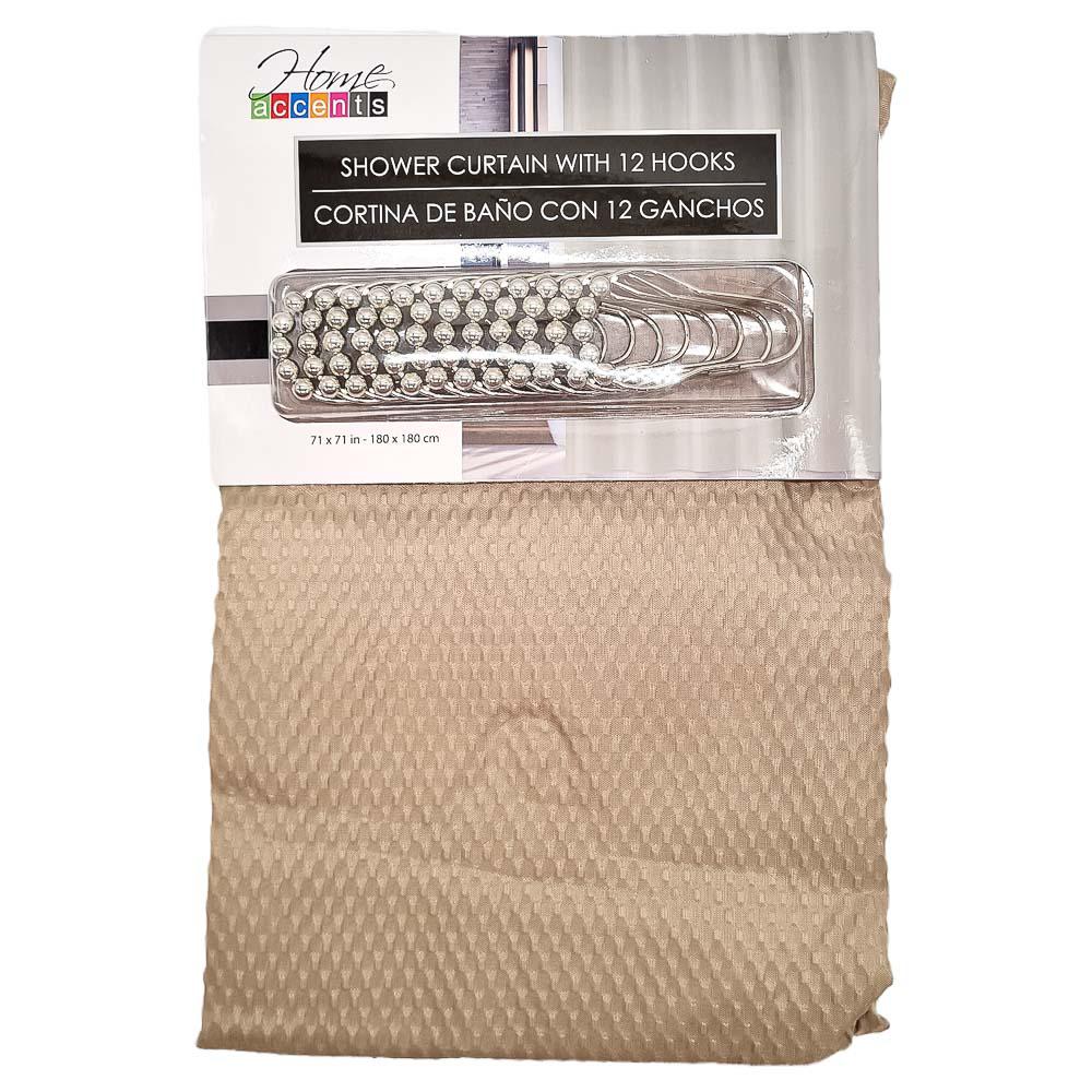 Cortina Para Baño Home Accents 71" x 71" - Beige Oscuro