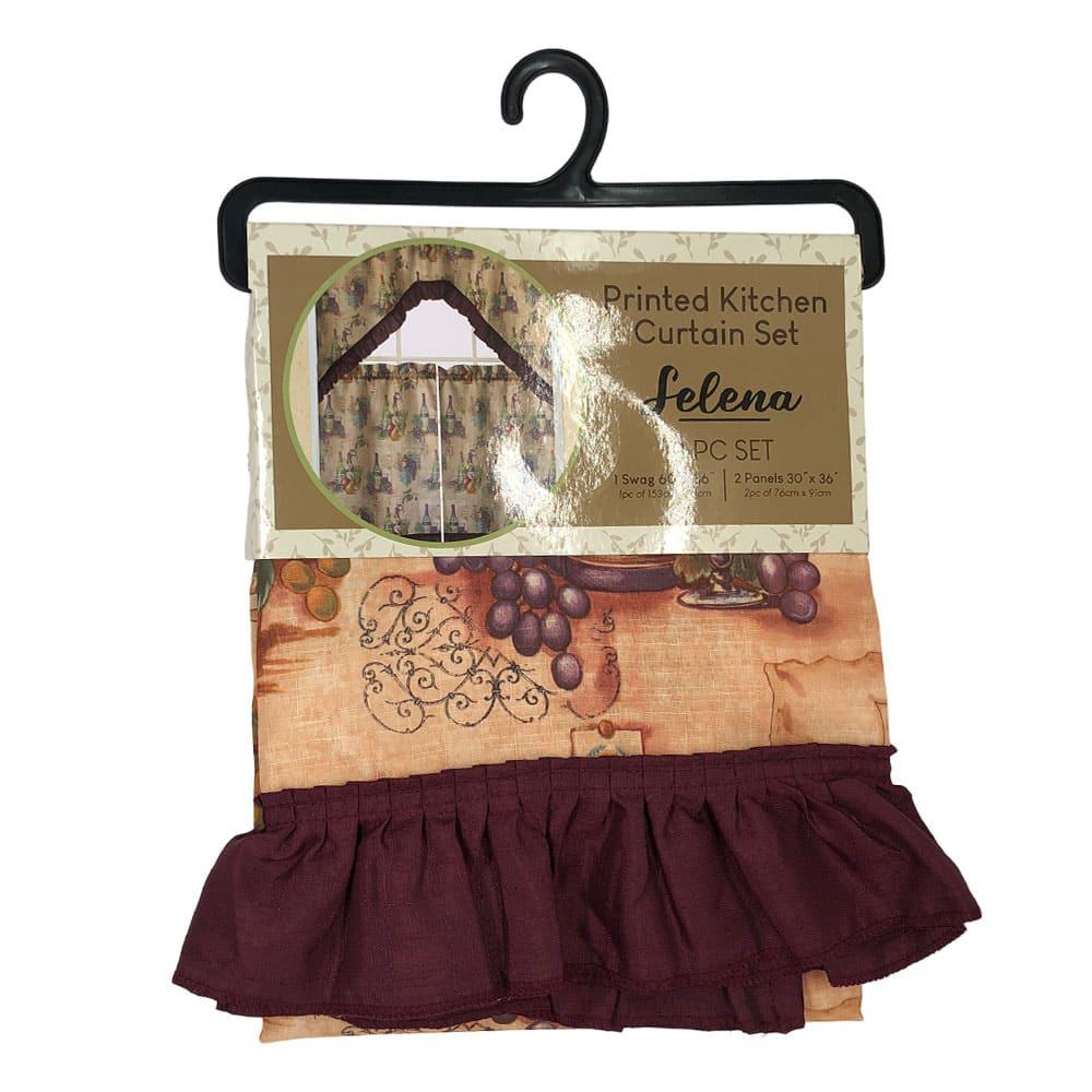 Cortina Para Cocina Kashi Home Selena Estampada 3 Piezas