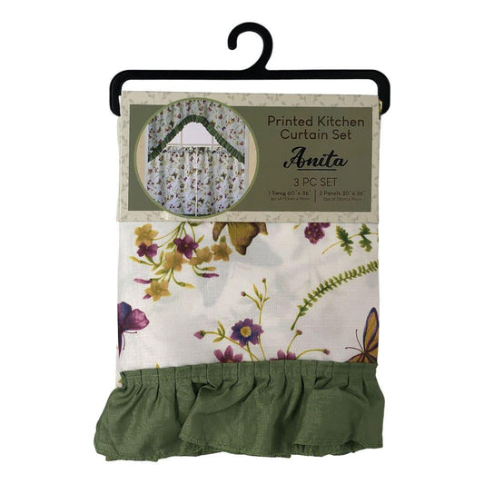 Cortina Para Cocina Kashi Home Anita Estampada 3 Piezas
