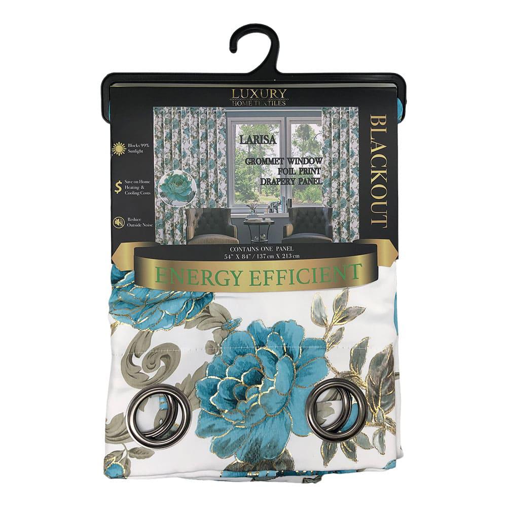 Cortina Luxury Larisa Blackout Con Aros de 54" x 84" - Turquesa