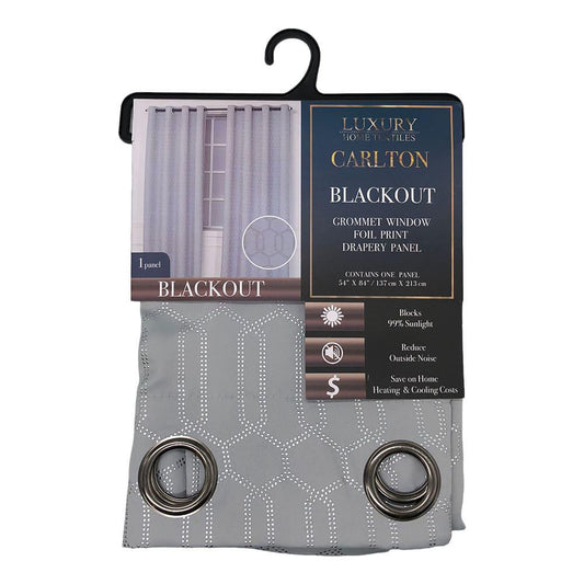 Cortina Luxury Home Carlton Blackout Con Aros de 54" x 84" - Gris Claro